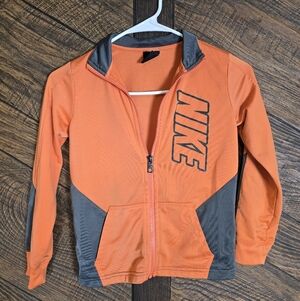 Nike Kids Vibrant Orange and Charcoal Zipper Windbreaker Size 6/7